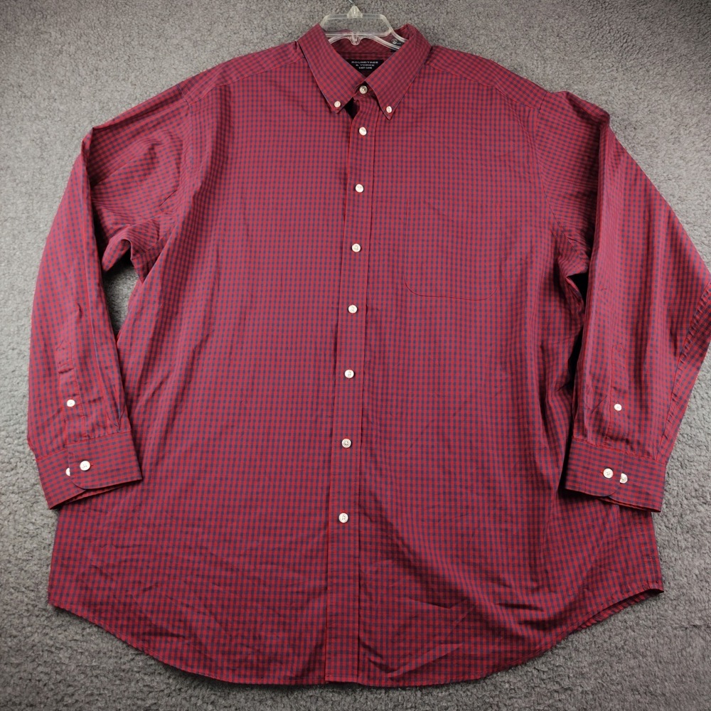 Roundtree & Yorke Mens 3XT Tall Gingham Button Down Shirt Red Blue Shirt
